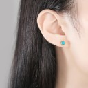 Ladies' Square Stud Earrings with Crystal 9