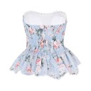 Ladies' Strapless Blouse Fitted Top with Frilled Hem and Embroidery Gathered Back Decorative Upper Trim Material Polyester and Cotton 4