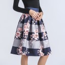 Ladies' Striped Skirt with Flowers 4