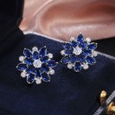 Ladies' Stud Earrings Flower with Stones 3
