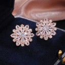 Ladies' Stud Earrings Flower with Stones 5