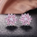 Ladies' Stud Earrings Flower with Stones 4