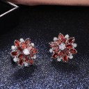 Ladies' Stud Earrings Flower with Stones 1