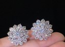 Ladies' Stud Earrings Flower with Stones 6