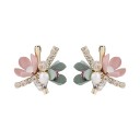 Ladies' Stud Earrings Flowers with Zircons 1