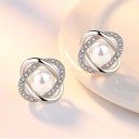 Ladies' Stud Earrings Pearl with Stones 3