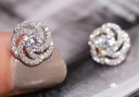 Ladies' Stud Earrings with Zircons G354 1