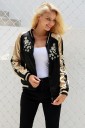 Ladies' Stylish Jacket with Flowers - Black and Gold 3