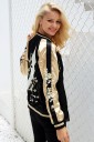 Ladies' Stylish Jacket with Flowers - Black and Gold 4