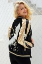 Ladies' Stylish Jacket with Flowers - Black and Gold 5