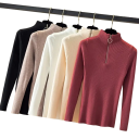 Ladies' Sweater with Roll Neck and Half Zip Elegant Plain Sweater Made of Acrylic and Cotton with Long Sleeves Comfortable Winter Top in Various Colours 18