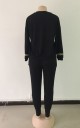 Ladies' sweatshirt and sweatpants set with shiny gold embellishment Black set with long sleeves and round neckline Polyester and cotton 3