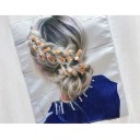 Ladies' T-shirt with 3D Hair Design 4