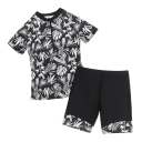 Ladies' Tankini Swimsuit with Short Sleeves and Zip Polyester Elastane Two-Piece Swimwear for the Beach and Swimming 4