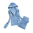 Ladies' Tracksuit Zip-Up Hooded Sweatshirt and Cuffed Joggers Cotton Set with Elastic Waist and Rear Pockets 14