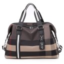 Ladies' Travel Bag with Checked Pattern 48 x 33 x 20 cm Made from Oxford Polyester Fabric Striped Handles Long Shoulder Strap 3