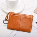 Ladies' travel mini wallet made of PU leather Two zip pockets Strap with metal ring for keys Dimensions 12.5 x 9.1 x 0.6 cm 2
