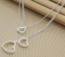 Ladies Triple Necklace with Hearts 2