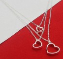 Ladies Triple Necklace with Hearts 3