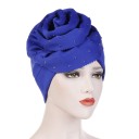 Ladies' turban hat with a large fabric rose and small beads Elegant headwear made of cotton Universal size 5
