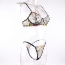 Ladies' Two-Piece Embroidered Floral Lingerie Set Semi-Sheer Underwired Bra and Thong with Adjustable Side Straps 9