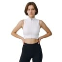 Ladies' Two-Piece Set of Sports Crop Tops Fitted Sleeveless Vests with Full-Length Zip Fastening in Black and White 2