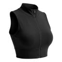 Ladies' Two-Piece Set of Sports Crop Tops Fitted Sleeveless Vests with Full-Length Zip Fastening in Black and White 7