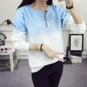 Ladies' Two-Tone Sweatshirt Without Hood Smooth Colour Transition to White Round Neck with Ribbed Trim Long Sleeves Cotton and Polyester 15