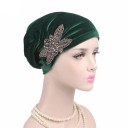Ladies' Velvet Turban Hat with Decorative Bead Embroidery Gathered Front Elegant Accessory One Size Fits All 4
