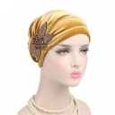 Ladies' Velvet Turban Hat with Decorative Bead Embroidery Gathered Front Elegant Accessory One Size Fits All 2