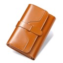 Ladies' Wallet Made of Genuine Leather Compact Shape Glossy Surface Shaped Flap with Cross Strap Distinctive Stitching Dimensions 13 x 9 x 3