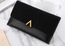 Ladies' Wallet with Flap and Gold Metal V-Shaped Detail Matte Flap and Smooth Base Artificial Leather and Polyester 19.5 x 9.5 x 2 cm 1