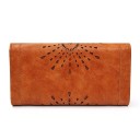 Ladies' Wallet with Flap and Perforated Ornament Long PU Leather Wallet in Retro Style with Stitched Flap 20 x 11 x 3 cm 4