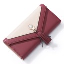 Ladies' wallet with tassel and round decoration Two-tone envelope-shaped design with cream PU leather part 18.8 x 9 x 3 cm 2