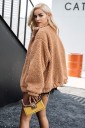 Ladies' Warm Fluffy Zip-Up Jacket with Turned-Down Collar and Lining Loose Oversized Fit Two Large Front Pockets Polyester 8