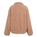 Ladies' Warm Fluffy Zip-Up Jacket with Turned-Down Collar and Lining Loose Oversized Fit Two Large Front Pockets Polyester 11