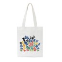 Ladies' White Bag with an Artistic Print Inspired by Modern Painting Long Handles Size 40 x 35 cm Flat Shopping Bag for the City 2