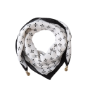 Ladies' White-Black Scarf with Floral Pattern Lightweight Polyester Accessory Elegant Plain Scarf with Subtle Floral Motif for Stylish Everyday Wear 1