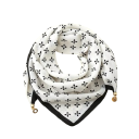Ladies' White-Black Scarf with Floral Pattern Lightweight Polyester Accessory Elegant Plain Scarf with Subtle Floral Motif for Stylish Everyday Wear 5