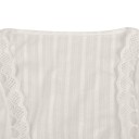 Ladies' White Blouse with Long Balloon Sleeves Deep V-neck with Lace Drawstring Waist with Frill Lightly Striped Polyester 5