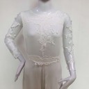 Ladies' White Jumpsuit with Train and Lace 5