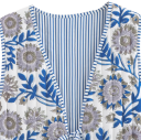 Ladies' White Waistcoat with Blue Patterns and V-Neck Stylish Waistcoat with Tie Closure Lightweight Elegant Waistcoat made of Polyester for Everyday Wear 3