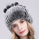 Ladies' Winter Hat with Fur Fluffy Ribbed Surface Pom-Pom Decoration on the Crown Head Circumference 52 to 60 cm For Cold Winter Weather 1