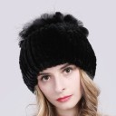 Ladies' Winter Hat with Fur Fluffy Ribbed Surface Pom-Pom Decoration on the Crown Head Circumference 52 to 60 cm For Cold Winter Weather 5