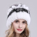 Ladies' Winter Hat with Fur Fluffy Ribbed Surface Pom-Pom Decoration on the Crown Head Circumference 52 to 60 cm For Cold Winter Weather 15