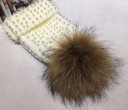 Ladies' Winter Knitted Hat Decorated with Pearls Large Fur Pom-Pom Ribbed Pattern Acrylic and Fur Head Circumference 55 to 60 cm 2