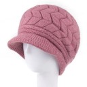 Ladies' Winter Knitted Hat with Visor Warm Plush Lining Textured Leaf Pattern Wool and Cotton Head Circumference 54 to 58 cm 5