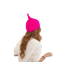 Ladies' Winter Pointed Knitted Hat 22×33 cm 100% Acrylic Plain Spiral Hat with Floral Pattern Soft Elastic Warm Hat 11 Colours 14