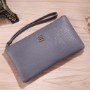 Ladies' zip clutch wallet with a wrist strap Flat wallet made of PU leather with a textured surface and metal decoration 20 x 12 cm 6