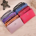 Ladies' zip clutch wallet with a wrist strap Flat wallet made of PU leather with a textured surface and metal decoration 20 x 12 cm 9